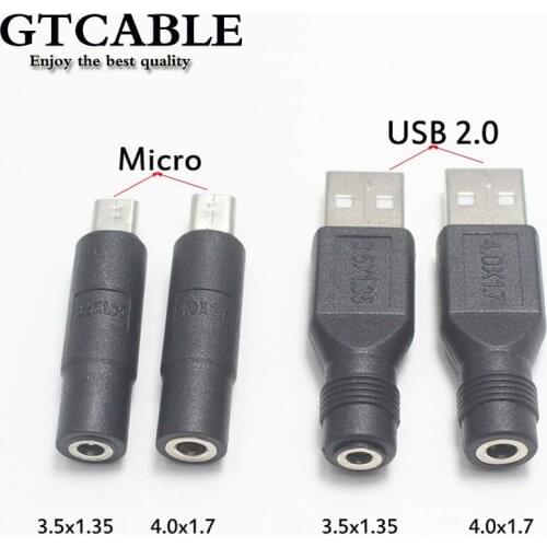 1pcs 3.5 x1.35 4.0 x 1.7 mm DC Power Female to Micro USB 2.0 Male Plug Connector Adapter for Smartphone Tablet Charger Converter