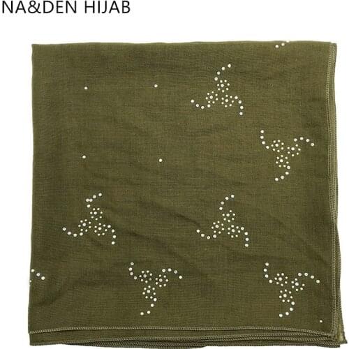 1PCS Fashion Solid scarf Hot rhinestone shawls Square pashmina Women popular muffler Muslim headscarf New bandana Islamic hijab