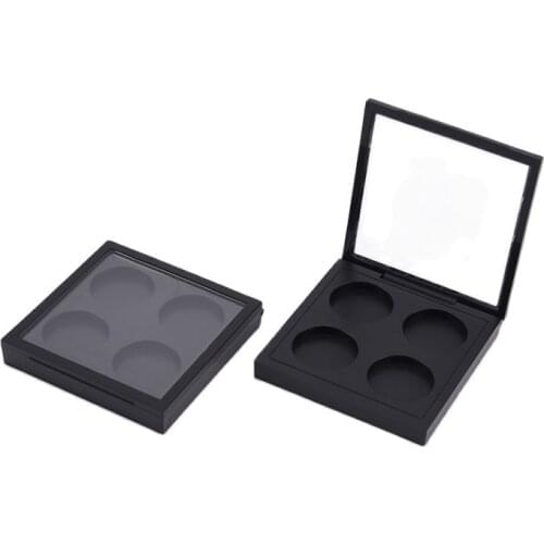 4 Grids Eyeshadow Container Black Square Magnet Eyeshadow Palette DIY Eye Makeup Storage Box Empty Blusher Powder Compact 10pcs