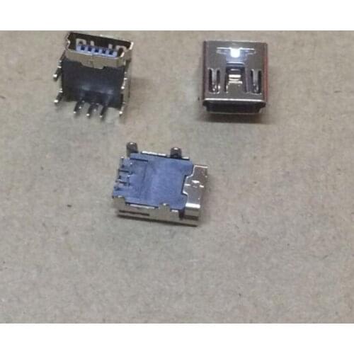 100PCS/Lot Mini USB Female connector 5PIN 90 Degree 4-fixed feet socket connector