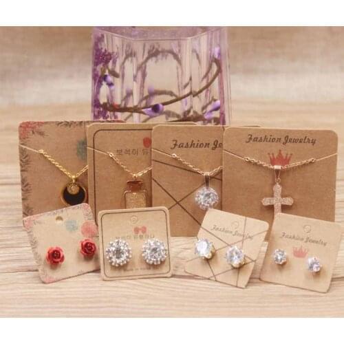 100pc Vintage kraft 5*5cm Dremacatcher jewelry charms/necklace package card Marble/flower romantic love 3*3cm stud earring card