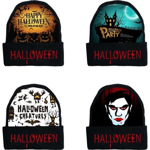 2020 Fashion Horror Beanies Cap Pumpkin Bat Hat For Men Woman Halloween Cosplay Warm Knitted Ski Bonnet