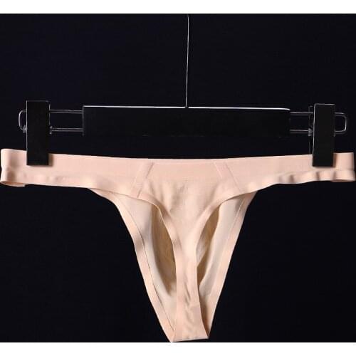 2021 Brand Gay Underwear Ultra-thin Ice Silk Male Thong Sexy Transparent Low Waist Seamless Mens Solid G-strings