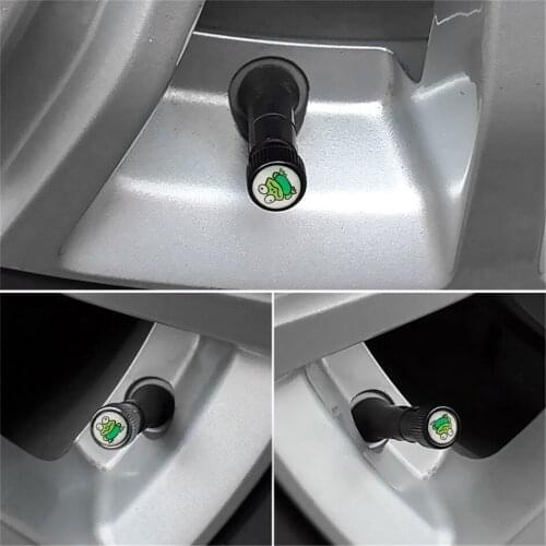 4pcs Cute Frog Stickers Car Wheel Tire Valve Cap for Toyota Crown Supra Prado CHR Land Cruiser Car Interior Accessories