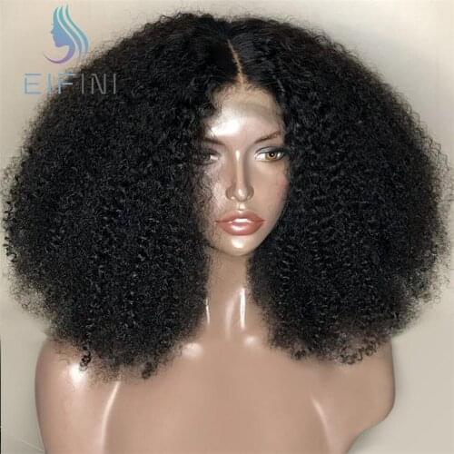 Afro Kinky Curly Lace Closure Human Hair Wigs With Baby Hair 200% Density Mayalsian Remy Hair Lace Part Wig For Black Women 8-26