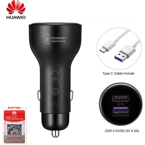 Huawei Car Charger Huawei SuperCharge 22W (Include Type C Cable) 4.5V 5A CarCharger For Huawei Mate 20 Pro Honor P20