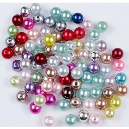 3/4/5/6/8/10/12mm 50-500Pcs Solid Color Acrylic Beads Single Holes Colorful Imitation Pearls Round Loose Beads DIY Accessories