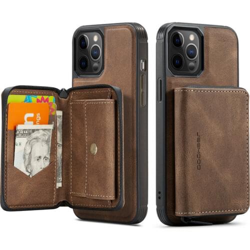 Card Holder Wallet Phone Case For iPhone 12 11 Pro Max X XR XS Max Shockproof Detachable Back Case For iPhone SE 2020 8 7 Plus