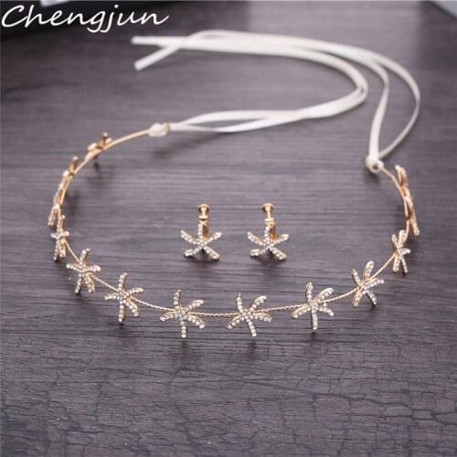 Chengjun One Set Pretty Wedding Hair Accessories Bridal Headband And Earrings