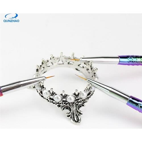 Nail Pen Holder Crown Gold-plated Rack Shelf Pen Holder Pearl Nail Supplies Tools Nail Brush Manicure Display Stand
