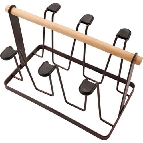 X4YD Wrought Iron Cup Holder Coffee Mug Glass Hanger Drying Rack Drainer Storage