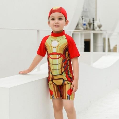 Disney Iron Man Captain America Spider-Man Childrens Siamese 3-11 Years Old Swimsuit Boy Surfing Suit