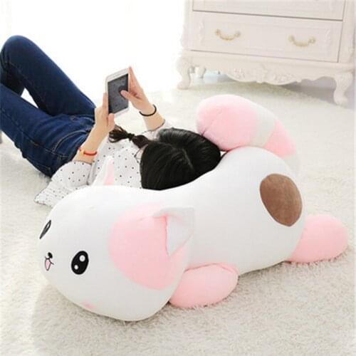 Fancytrader 80cm Big Plush Animal Raccoon Toy Stuffed Soft Cartoon Cat and Bear Pillow Doll Pink White Nice Gift