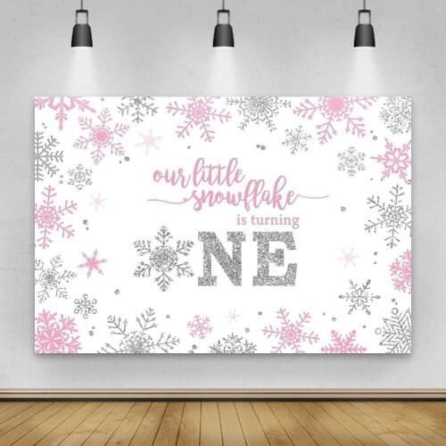 Snowflake One First Birthday Newborn Backdrops Photography Princess Baby Shower Cake Table Party Decor Backgrounds For Photo