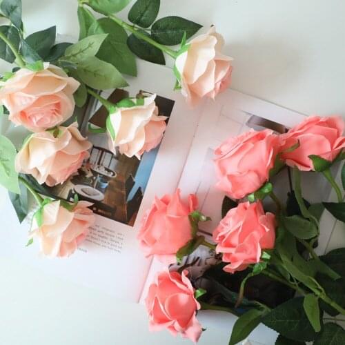 Non-woven Fabric Rose Artificial Flowers Wedding for Bride Blooming Fake Flower White Home Decoration Valentines Day Party