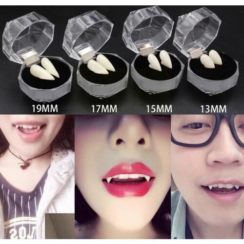 4 Size Resin False Teeth Fangs Temporary Tooth Party Halloween Cosplay Horror Dentures Props Adult Kids Dientes Postizos
