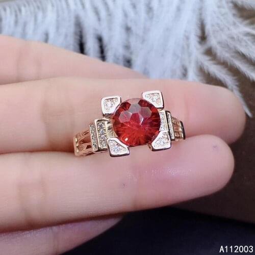 KJJEAXCMY fine jewelry 925 sterling silver inlaid natural red topaz new Female ring trendy Support Detection