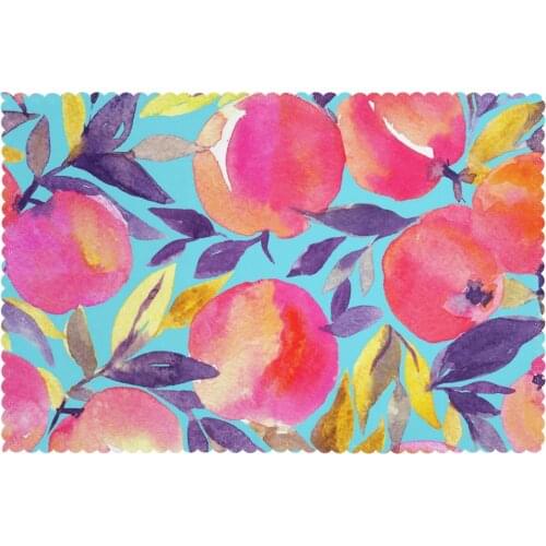 Table Mats Drink Coaster Table Placemats Watercolor Peaches Coffee Mug Cup Coasters 6 PCS Non-slip Pads
