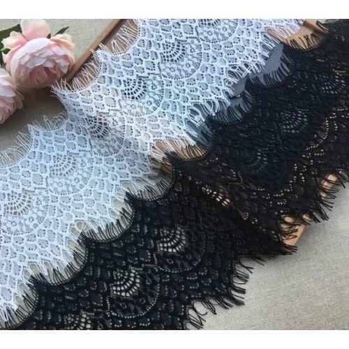 15m/ lot Eyelash Lace Fabric 14cm DIY Decorative High Quality Soft White Nylon Eyelash Lace Trim Wedding Dress