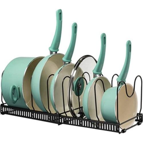 Kitchen Organizer Pot Lid Rack Iron Spoon Holder Pot Lid Shelf CookingDish Rack Pan Cover Stand Pot Organizer