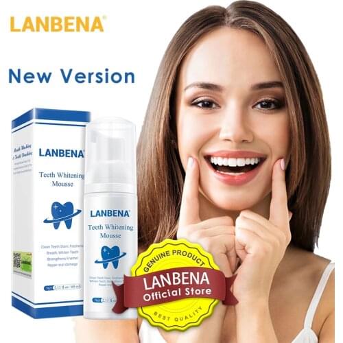 LANBENA Teeth Whitening Mousse Toothpaste Dental Oral Hygiene Remove Stains Plaque Teeth Washing Cleaning Tooth Whitening 60ML