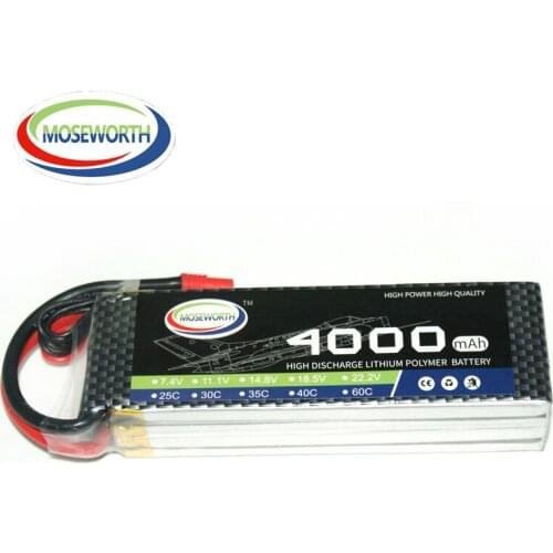 MOSEWORTH RC LiPo Battery 4S 4000mAh 14.8V 40C Power Batteries 4S For Quadcopter RC Modle Aircraft Helicopter RC Drone RC Car