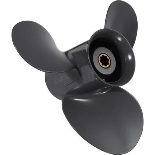 Marine Boat Outboard Propeller 9 1/4 x 10 1/2 For Honda 8-20HP 58130-ZV4-010AH Gray Aluminum Alloy 3 Blades 8 Spline Tooth