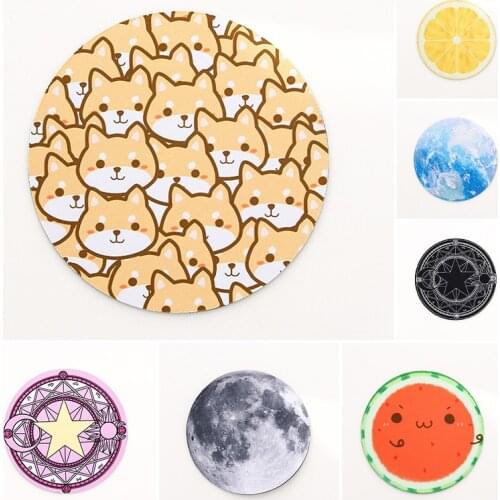 Lovely Cartoon Silicone Mouse Pad Table Mat Circular Mouse Pad Earth Moon Watermelon Lemon Dog Pattern