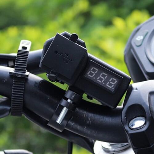 Multifunctional Motorcycle Dual USB Mobile Phone Charger Adapter with Voltmeter Silicone ABS Plastic Motorcycle Accessories