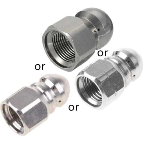 High Pressure Washer Stainless Steel Accessories G1 / 8 " G1 / 4 " G 3 / 8" Drain Sewer Cleaning Jetter Rotary Nozzle 649A