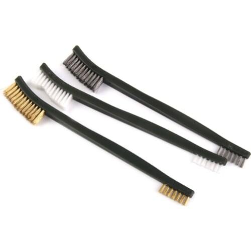 3x Wire Brush Set Welding Garage Cleaner Brass Stainless Nylon Cleaning Tool