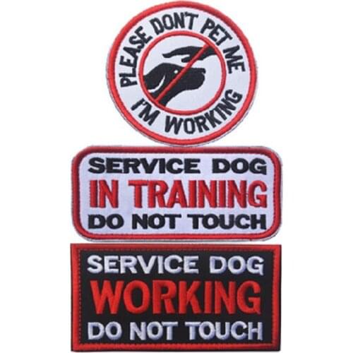 3D Embroidery Patches Loops And Hoop SERVICE DOG IN TRAINING DO NOT TOUCH Patches Tactical Cloth Patch Badges