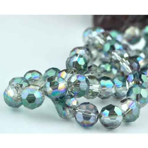 Wholesale 140pcs Fashion Jewelry Crystal Beads 8mm Round Faceted Beads Crystal Half Green Plated Fit Jewelry DIY Making