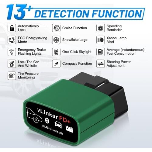Original Vgate vLinker FD+ ELM327 Bluetooth-compatible 4.0 FORScan For Ford Vlinker Wifi ELM 327 V2.2 OBD2 Car Diagnostic Tool