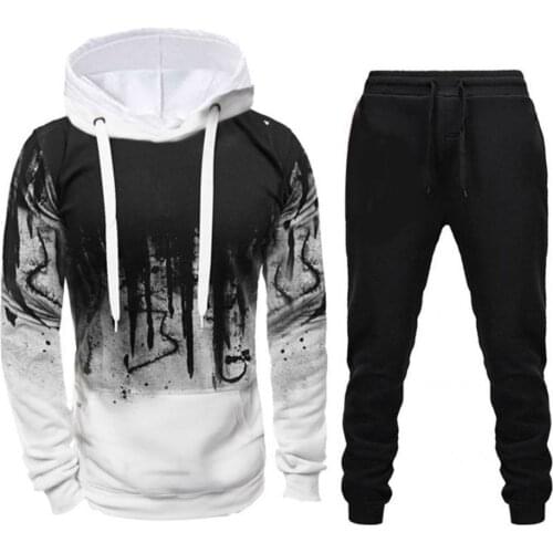 Ankle Tied Autumn Winter Thicken Hooded Sweatshirt Pants Set for Dating