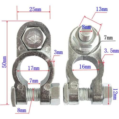 2Pcs Positive & Negative Cargo Type Zinc Coat Battery Terminals Clamp Connectors A0NE