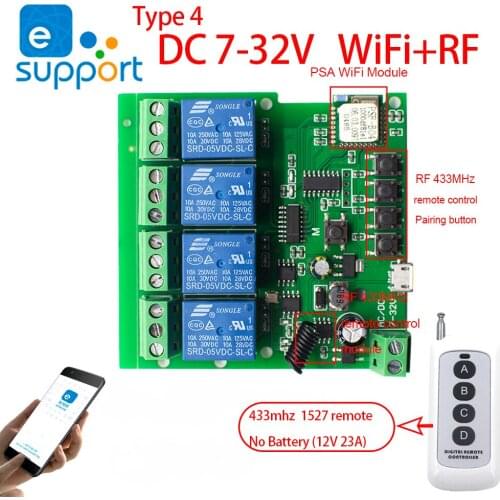 4CH AC DC 85V-250V EWelink DIY WiFi Relay Module Switch Support Inching Self-Locking Interlock Mode Home Automation