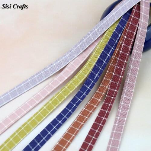 Sisi Crafts Tape 10 25 40mm Plaid Cotton Ribbon for Craft Printed Lattice Check Fabric Bias DIY Garment Hair Bow Tie Collar Trim