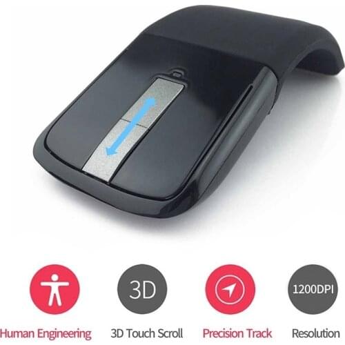 2.4Ghz Foldable Wireless Mouse Folding Arc Touch Slim Mouse Computer Ergonomic Gaming Mouse Mice for Microsoft Surface PC Laptop