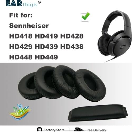 Replacement Ear Pads for Sennheiser HD 418 419 428 429 439 438 448 449 Headset Parts Leather Earmuff Earphone Sleeve Cover
