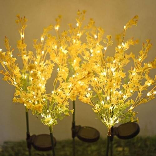 2Pcs Outdoor Garden Canola Flower Luminous Decoration Led Solar Flower Lamp Garden Plug-in Light Outdoor Garden Solar Ornaments