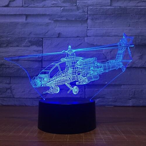 Helicopter 3D Optical Illusion Night Light Touch Remote Control LED Table Lamp Home Decoration Lampara Lighting 7 Colors Change