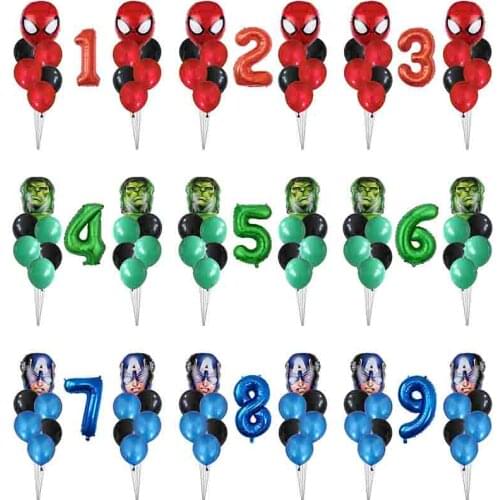 1Set Avengers Spiderman Hulk Iron Man Foil Balloons Party Inflatable Head Balloon Birthday Party Decoration Baby Shower Supplies