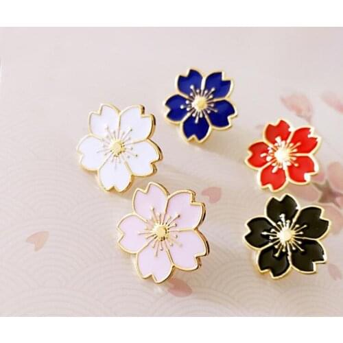 YS001 New 2019 Sweet Cherry Blossom Brooch Drip Flower Collar Pin Badges Brooches Clothing Bags Accessories Female Women Jewelry
