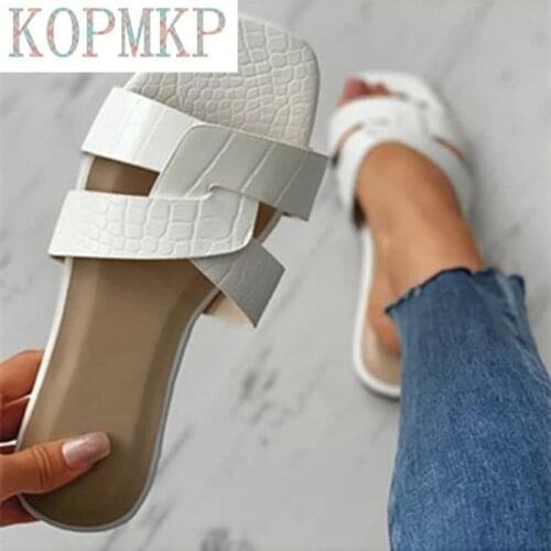 2021 Hot Outdoors Women Summer Slides High Quality Open Toe Flat Casual Slipper Leisure Sandal Female Beach Flip Flops Size36-42