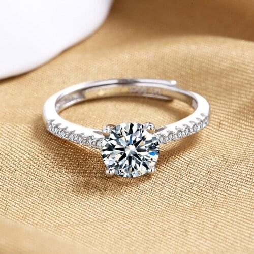 UMQ S925 Sterling Silver Rings for Women 2021 Trend 1.0 Carats D Color Moissanite Diamond Engagement Wedding Rings Customized