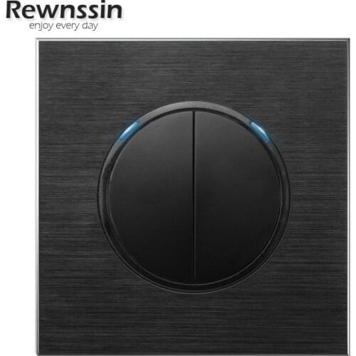 Light Wall Switch 1 2 3 4 Gang 1 2 Way Home Improvement Button Power Switch 86 Type 220V 16A Black Brushed Aluminum Panel