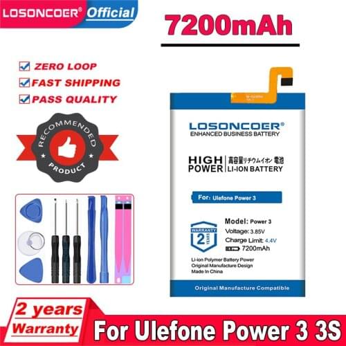 LOSONCOER Top Brand 100% New 6600mAh Battery For Ulefone Power 3 3S