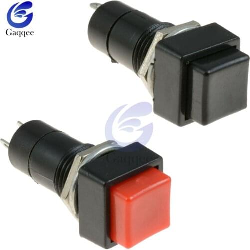5pcs Square Momentary Self-Reset Self Return Push Button Switch SPST Car Dash 12V 12MM PBS-11B Red or Black