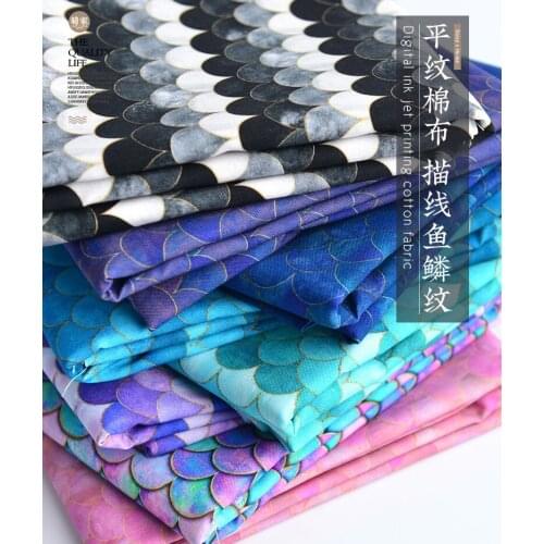 50cm*130cm / Piece, Fish Scale Pure Cotton Fabric, Clothing Tablecloth, Curtain Decorative Puppet Cloth, DIY Handmade Materials